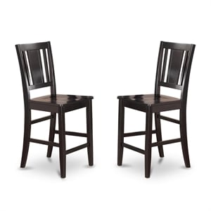 East West Furniture Buckland Wood Counter Height Stools in Black (Set of 2)