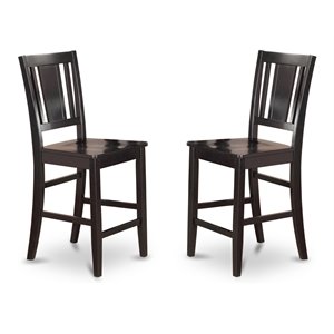 East West Furniture Buckland Wood Counter Height Stools in Black (Set of 2)
