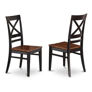 East West Furniture Quincy 10&quot Wood Dining Chairs in Black/Cherry (Set of 2)