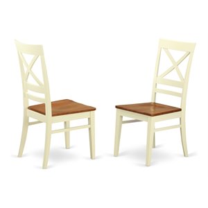 East West Furniture Quincy 10&quot Wood Dining Chair in Cream/Cherry (Set of 2)