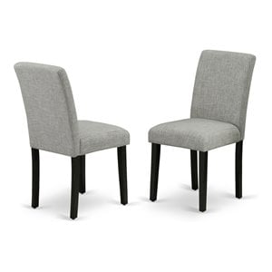 East West Furniture Abbott 35&quot Linen Dining Chairs in Gray/Black (Set of 2)