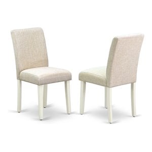East West Furniture Abbott 35&quot Linen Dining Chairs in Beige/White (Set of 2)