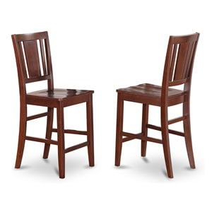 East West Furniture Buckland Wood Counter Height Stools in Mahogany (Set of 2)
