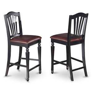 East West Furniture Chelsea 42&quot Leather Bar Stools in Black (Set of 2)