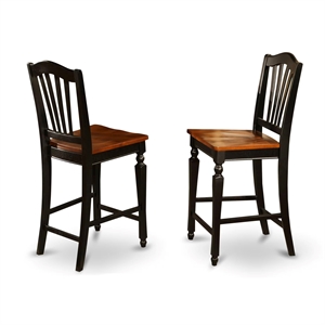 East West Furniture Chelsea 42&quot Wood Bar Stools in Black/Cherry (Set of 2)