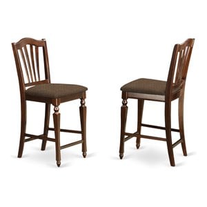 East West Furniture Chelsea 42&quot Fabric Bar Stools in Mahogany (Set of 2)
