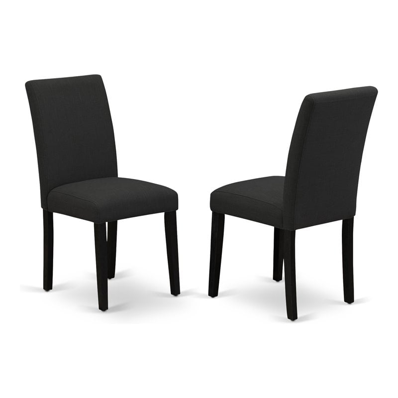 East West Furniture Abbott 36" Linen Dining Chairs in Black (Set of 2