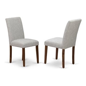 East West Furniture Abbott 35&quot Linen Dining Chairs in Natural/Gray (Set of 2)
