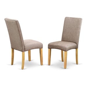 East West Furniture Driscol 39&quot Fabric Dining Chairs in Oak/Gray (Set of 2)