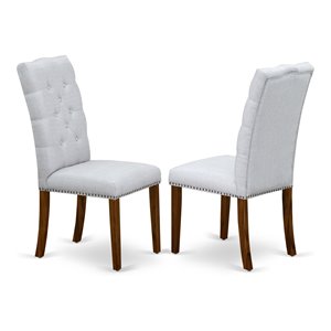 East West Furniture Elsa 41&quot Fabric Dining Chairs in Walnut/Gray (Set of 2)
