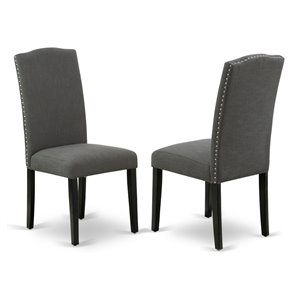 East West Furniture Encinal 40&quot Fabric Dining Chairs in Black/Gray (Set of 2)