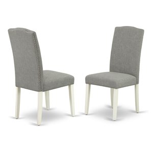 East West Furniture Encinal 40&quot Fabric Dining Chairs in White/Gray (Set of 2)
