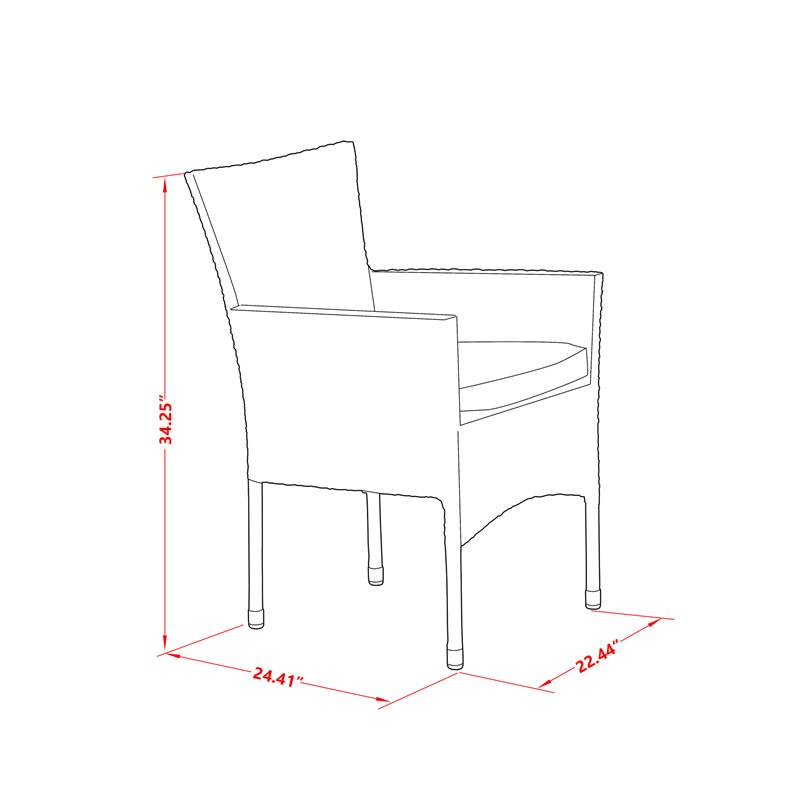 East West Furniture Bork Metal & Wicker Patio Dining Chair in Natural (Set of 2)
