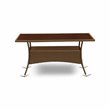 East West Furniture Oslo Metal and PE Wicker Patio Dining Table in Brown