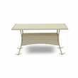 East West Furniture Oslo Metal and PE Wicker Patio Dining Table in Natural