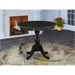 East West Furniture Antique Wood Dining Table with Pedestal Legs in Black