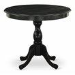 East West Furniture Antique Wood Dining Table with Pedestal Legs in Black