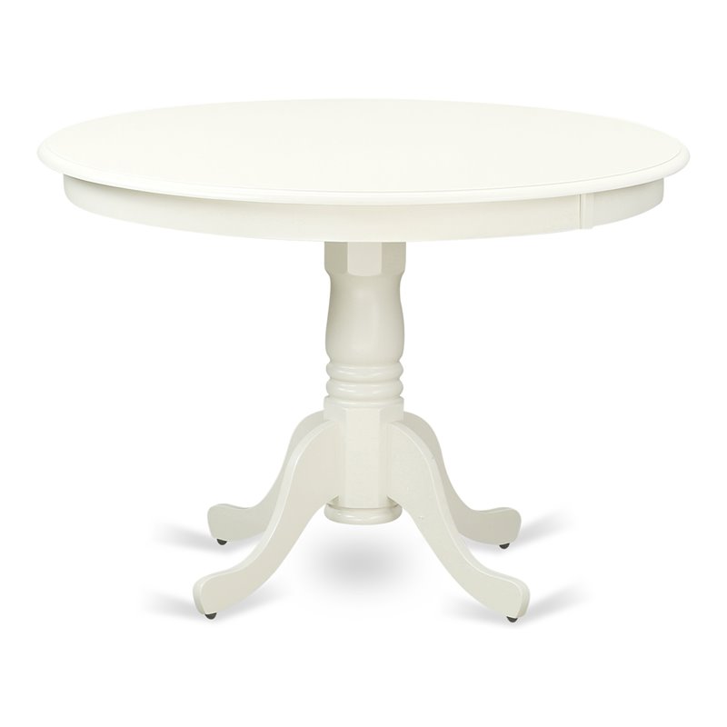 East West Furniture Hartland Round Wood Dining Table in Linen White