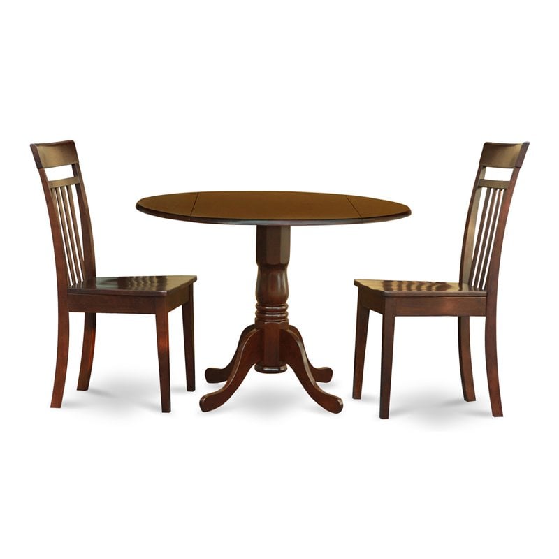 East West Furniture Dublin Dining Table & Ladder Back Chairs in Mahogany