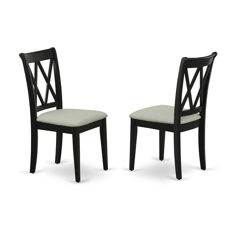 East West Furniture Dublin Wood Dining Set with Linen Fabric Seat in Black