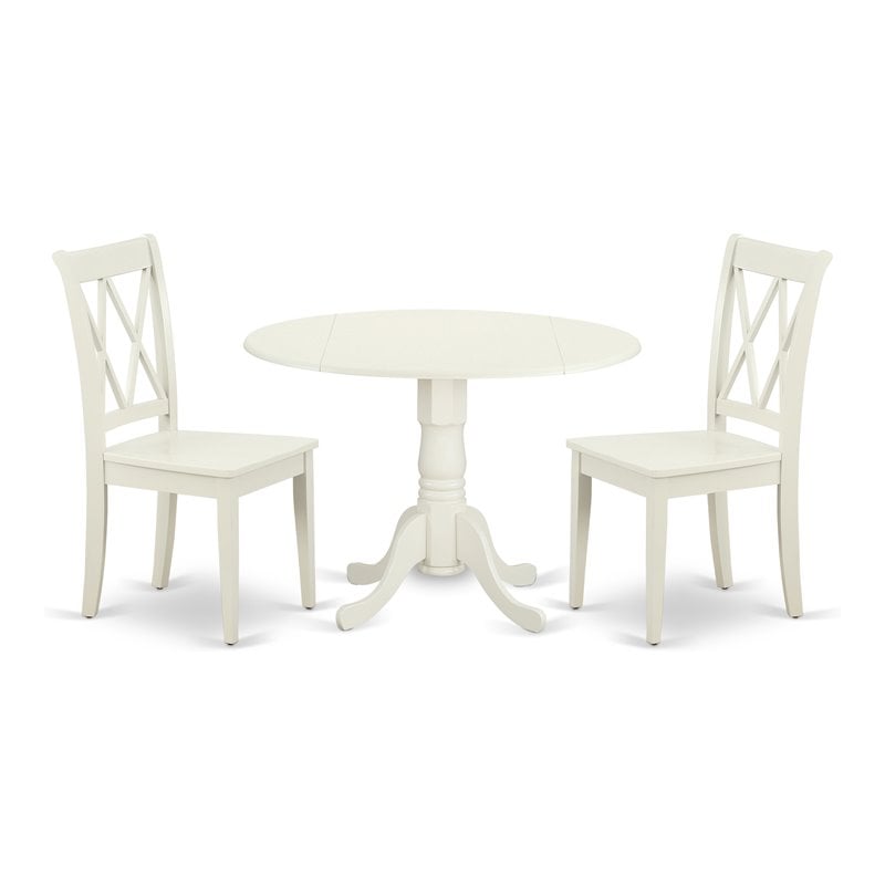 East West Furniture Dublin Dining Set with X-back Chairs in Linen White