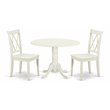 East West Furniture Dublin Dining Set with X-back Chairs in Linen White