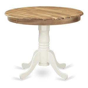 east west furniture antique round acacia wood dining table in oak/white