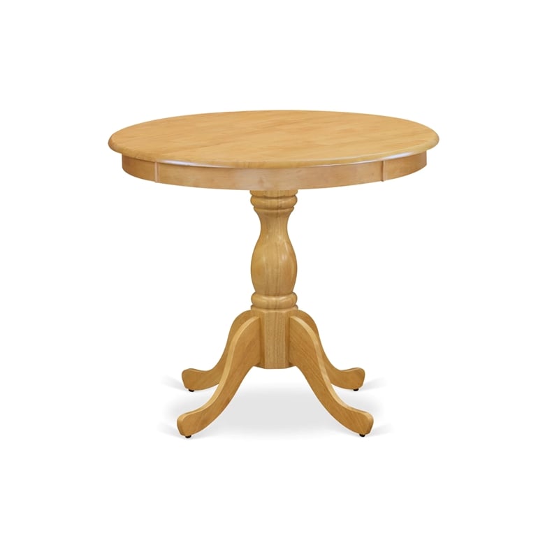 East West Furniture Antique Wood Dining Table with Pedestal Legs in Oak