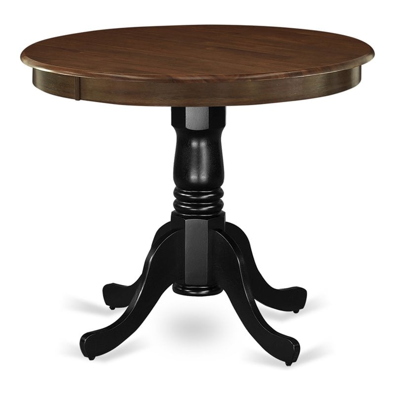 East West Furniture Antique Round Rubber Wood Dining Table in Oak/Black ...