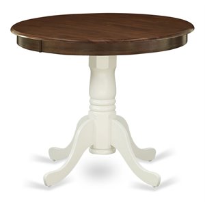 east west furniture antique round rubber wood dining table in oak/white