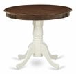 East West Furniture Antique Round Rubber Wood Dining Table in Oak/White