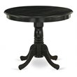 East West Furniture Antique Round Rubber Wood Dining Table in Wirebrushed Black