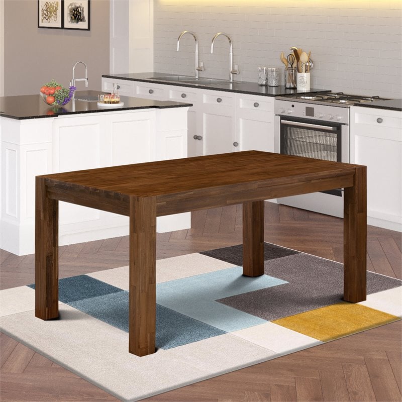 East West Furniture Celina Rectangular Wood Dining Table in Antique Walnut