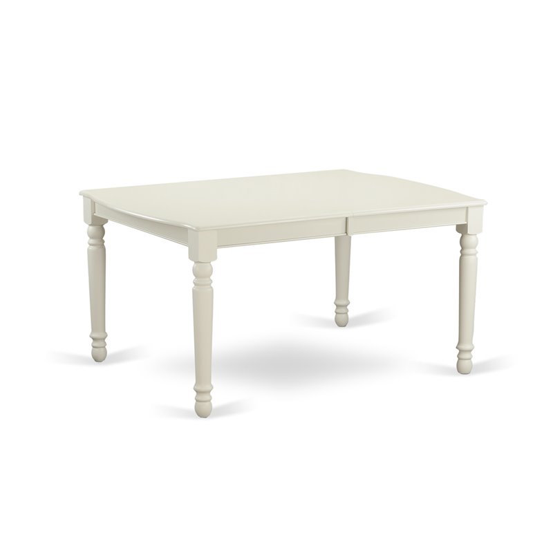 East West Furniture Dover Wood Butterfly Leaf Dining Table in Linen White