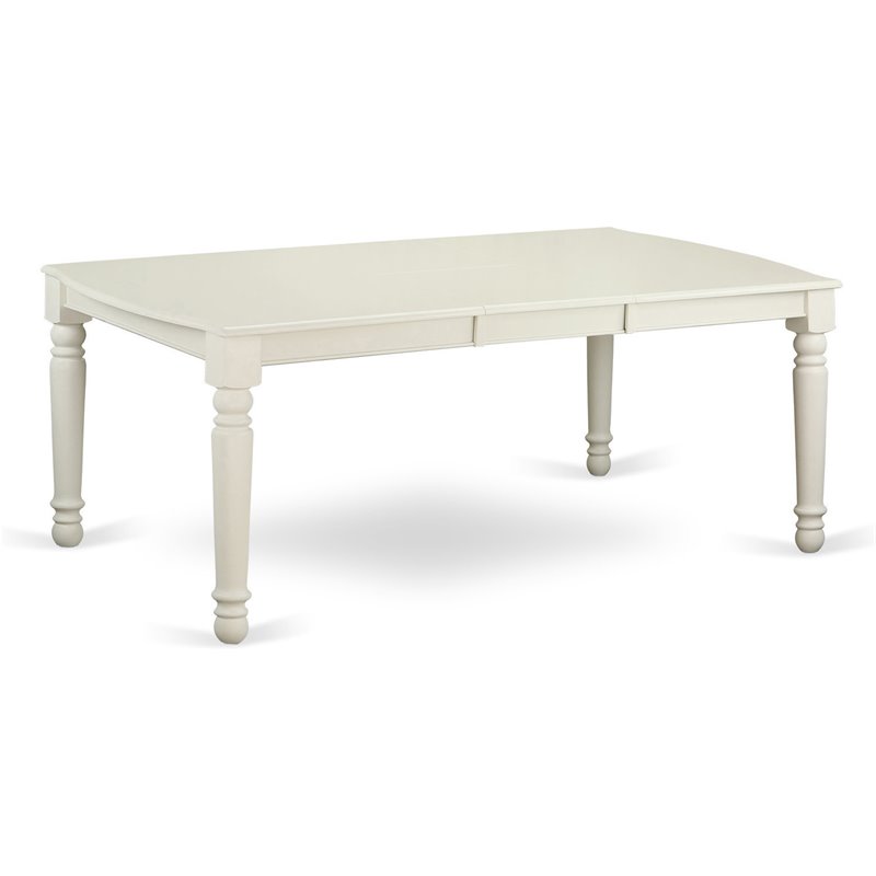 East West Furniture Dover Wood Butterfly Leaf Dining Table in Linen White