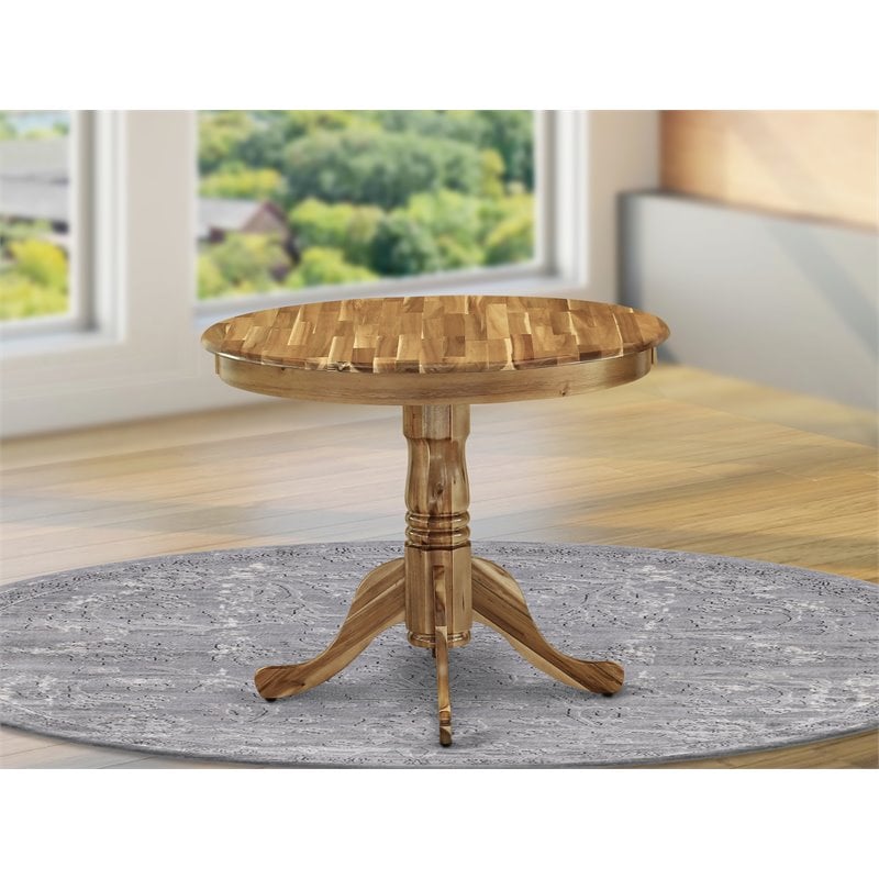 East West Furniture Antique Round Acacia Wood Dining Table in Natural