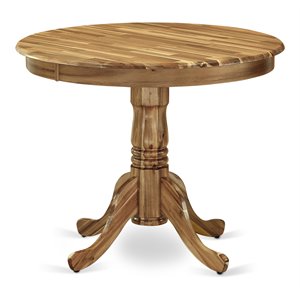 east west furniture antique round acacia wood dining table in natural