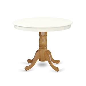 East West Furniture Antique 36&quot Round Wood Dining Table in Linen White/Oak