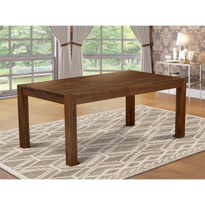 East West Furniture Lismore Rectangular Wood Dining Table in Walnut