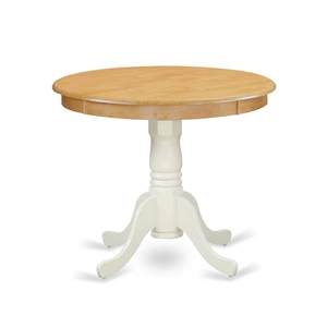 East West Furniture Antique 36&quot Round Wood Dining Table in Oak/White