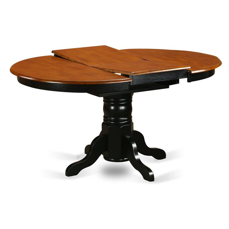 East West Furniture Avon Oval Wood Butterfly Leaf Dining Table in Black/Cherry