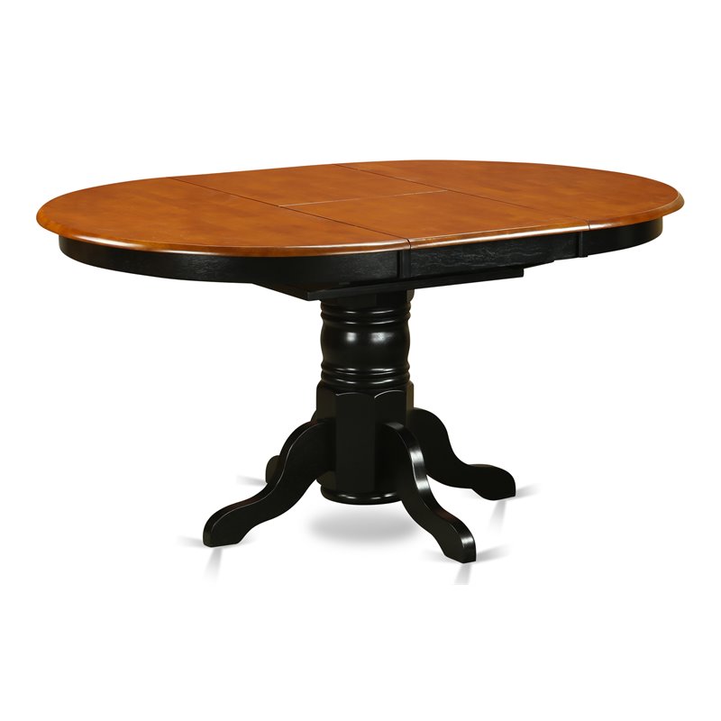 East West Furniture Avon Oval Wood Butterfly Leaf Dining Table in Black/Cherry