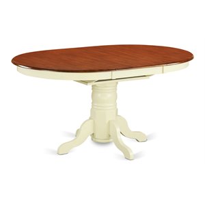 East West Furniture Avon Oval Wood Butterfly Leaf Dining Table in Cherry/White