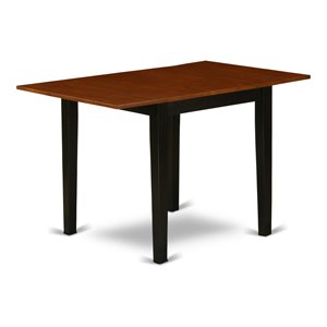 east west furniture norden rectangular wood dining table in black/cherry