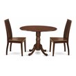 East West Furniture Dublin Wood Table and Slatted Back Chair Set in Mahogany