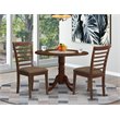 East West Furniture Dublin Dining Set with Ladder Back Fabric Chairs in Mahogany