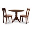 East West Furniture Dublin Dining Set with Ladder Back Fabric Chairs in Mahogany