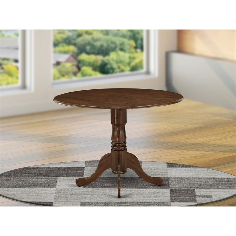 East West Furniture Dublin Traditional Rubber Wood Dining Table in Walnut