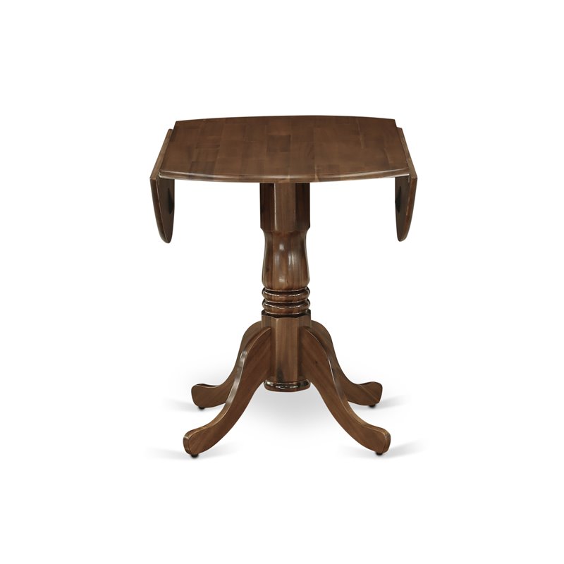 East West Furniture Dublin Traditional Rubber Wood Dining Table in Walnut