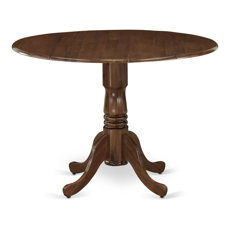 East West Furniture Dublin Traditional Rubber Wood Dining Table in Walnut